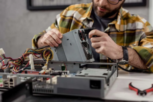 Local Green Bay IT technician repairing office computer systems